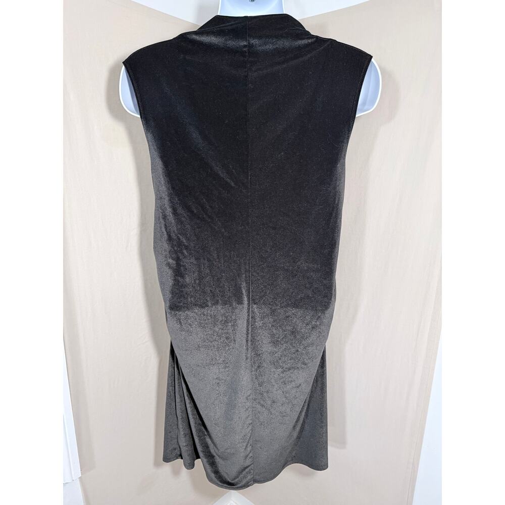 A New Day Black Velvet Ruched Sleeveless Mock Neck Mini Dress Size XXL EUC - Picture 2 of 9